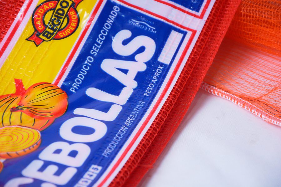 Bolsa de rafia impresa para cebolla